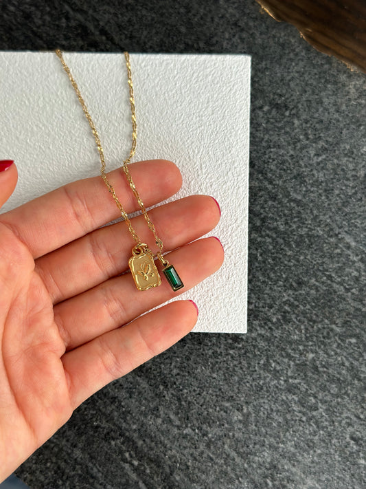 Olive butterfly necklace